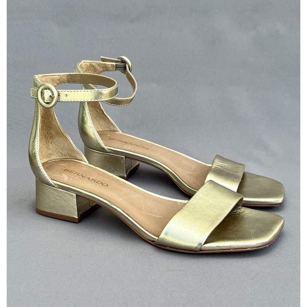 BERNARDO Jalena Low Heel Sandal Champagne Antique Calf Women's Size 8.5 US - Picture 11 of 13